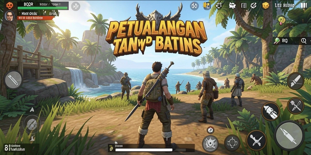 Tangkapan layar 8QR menampilkan petualangan eksplorasi di dunia terbuka yang luas.