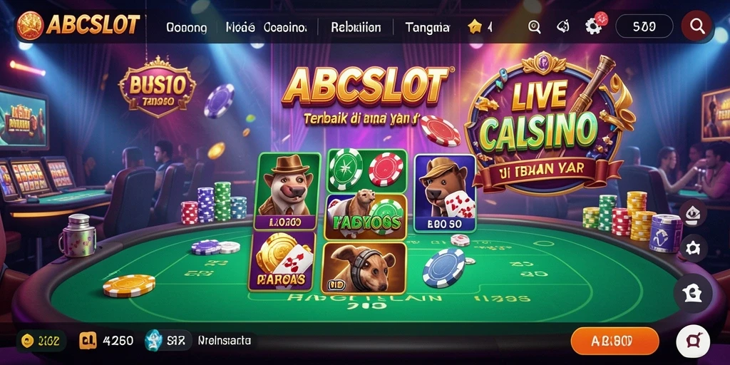 Screenshot gameplay Live Casino di ABCSLOT yang menampilkan dealer langsung.