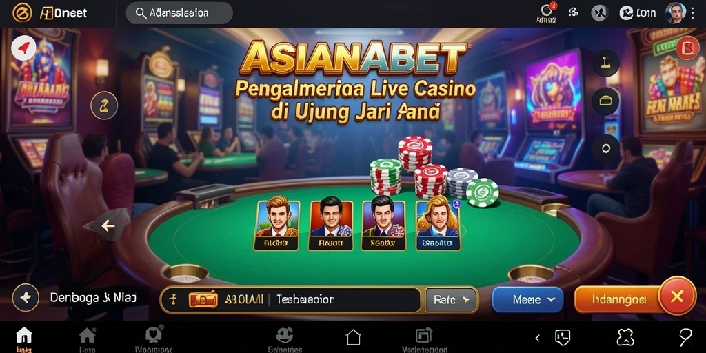 Screenshot utama ASIANABET menampilkan dealer dan gameplay Live Casino yang interaktif.
