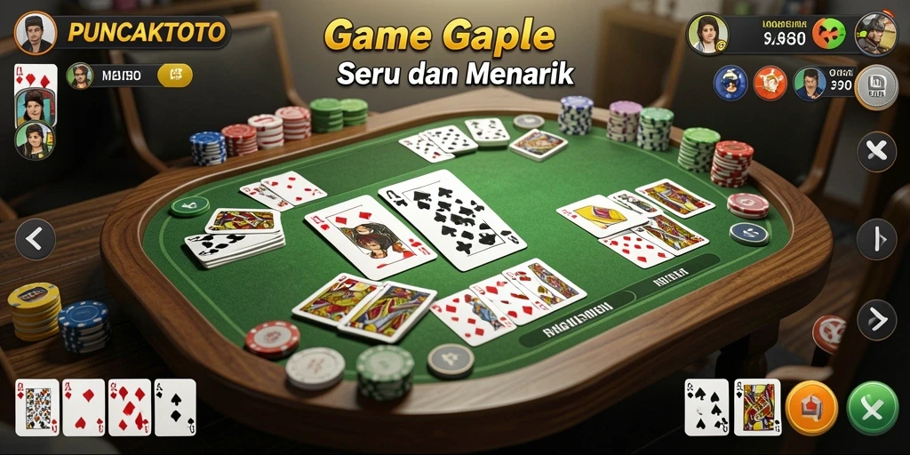 Gameplay PUNCAKTOTO dengan suasana Gaple yang seru.
