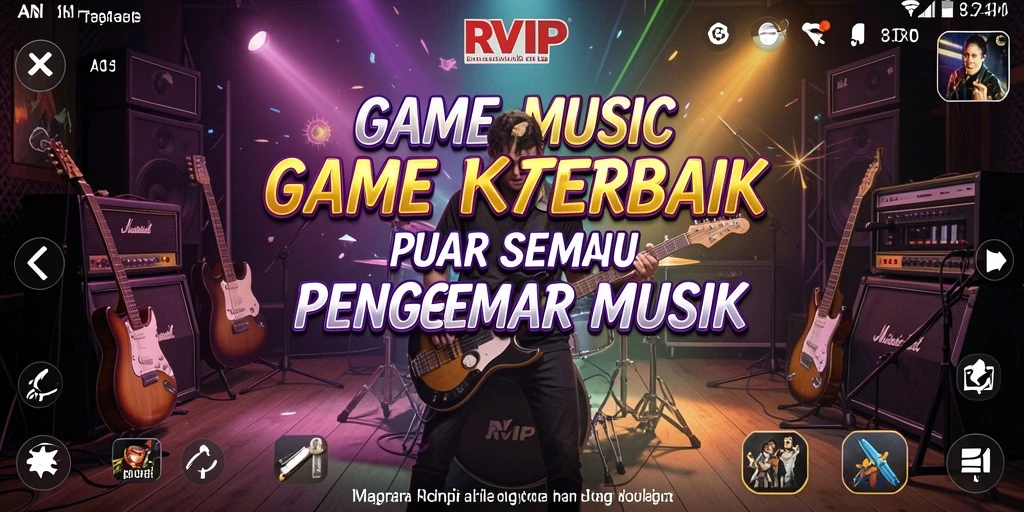 Tampilan gameplay RVIP yang seru dan interaktif dengan alat musik.